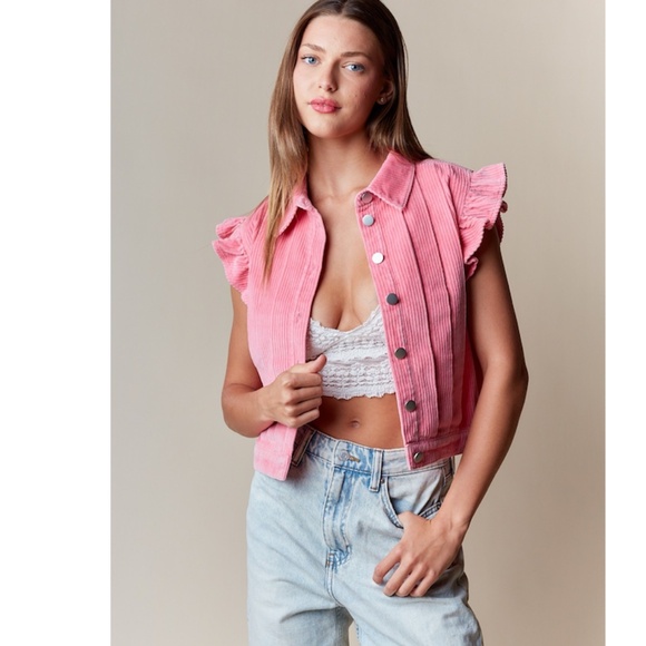 "The Chrissy" Pink Washed Corduroy Vest - Picture 2 of 3